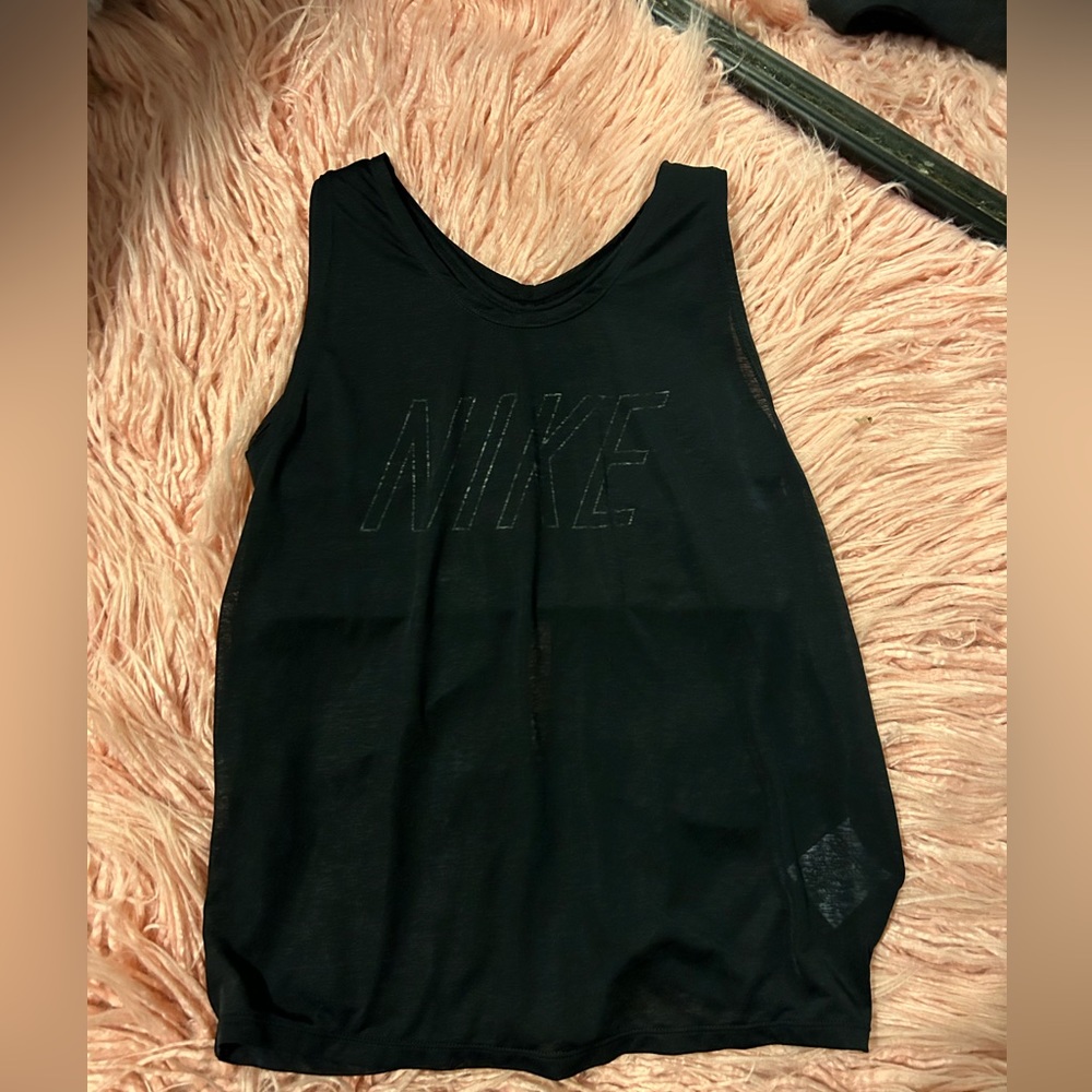 Black Nike running top with built in bra size small